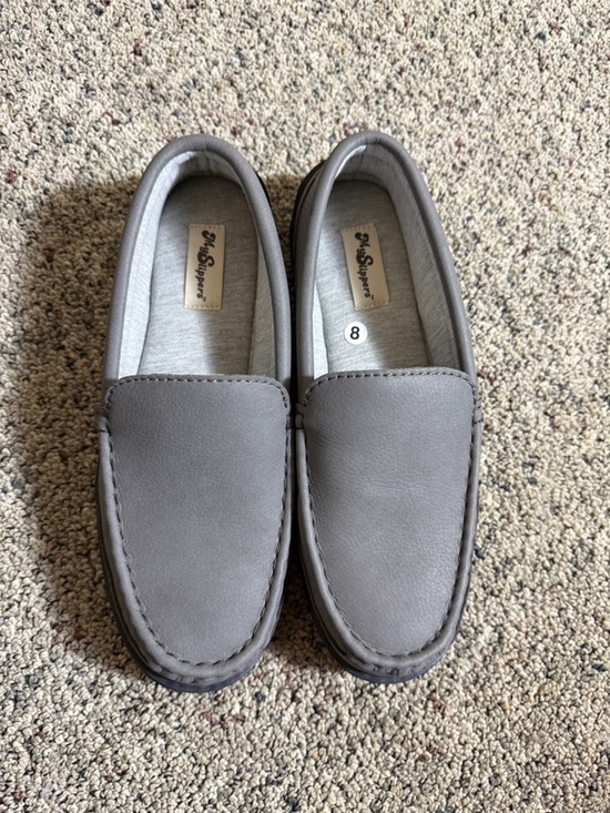My Slippers Men’s Slate Grey Leather Slip-On Driving Loafers Sz 8 main image 6